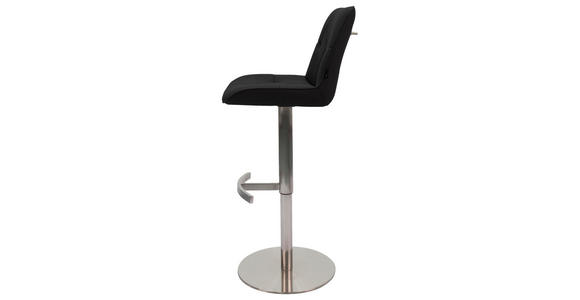 BARHOCKER Mikrofaser Schwarz, Edelstahlfarben Edelstahl Sitzfläche 360° drehbar, automatische Rückholfunktion, Stoffauswahl, mit Griff - Edelstahlfarben/Schwarz, Design, Textil/Metall (44/86-110,5/54,5cm) - Novel