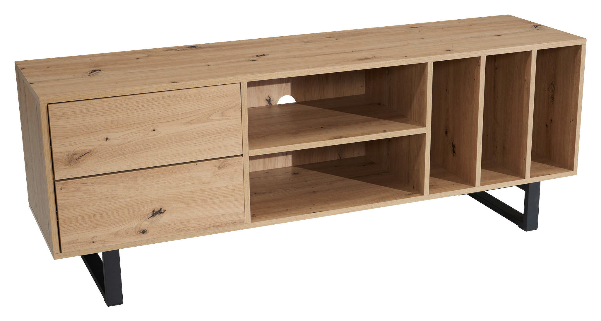 TV-SZEKRÉNY 150/55/40 cm  - fekete/tölgyfa, Design, faalapú anyag/fém (150/55/40cm) - Livetastic