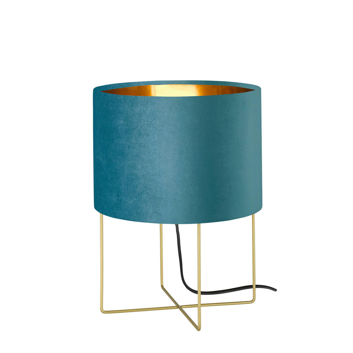 BORDSLAMPA Aura 24/32 cm   - turkos/guldfärgad, Design, metall/textil (24/32cm) - Fischer & Honsel