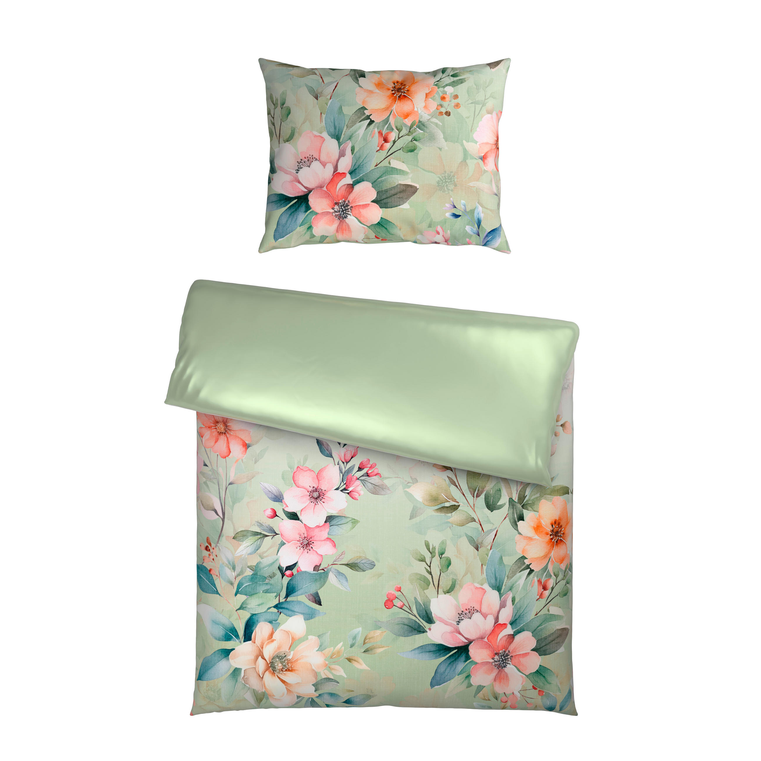 BETTWÄSCHESET 2-teilig Mavie Satin 160/210 cm  - Grün, Konventionell, Textil (160/210cm) - Esposa