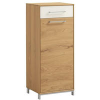 KOMMODE 44/105/37 cm  in Eichefarben  - Weiss/Edelstahlfarben, Design, Glas/Holz (44/105/37cm)