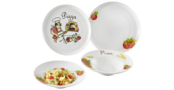 PASTATELLER 27 cm - Rot/Weiß, Basics, Keramik (27cm) - Boxxx