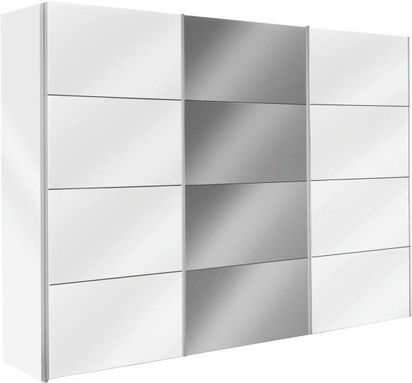 SCHWEBETÜRENSCHRANK 3-türig Weiß  - Alufarben/Weiß, Design, Glas/Holzwerkstoff (300/216/68cm) - Hom`in
