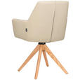 ARMLEHNSTUHL  in Echtleder pigmentiert  - Eichefarben/Beige, Design, Leder/Holz (60/87,5/63,5cm) - Novel