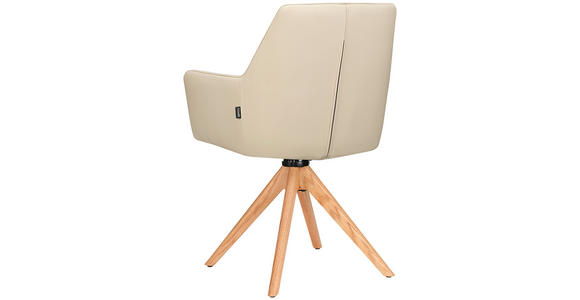 ARMLEHNSTUHL in Echtleder pigmentiert - Eichefarben/Beige, Design, Leder/Holz (60/87,5/63,5cm) - Novel