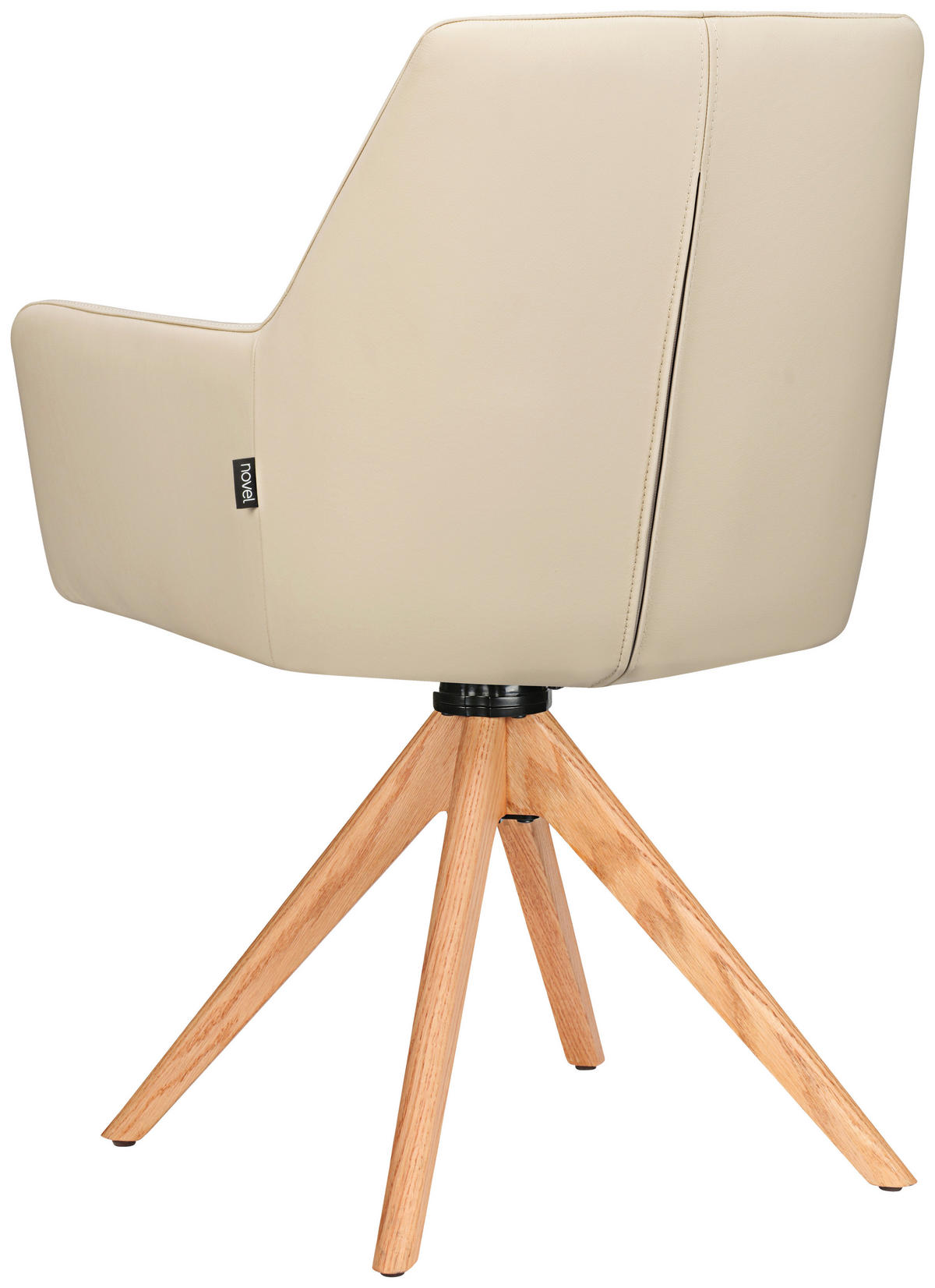 ARMLEHNSTUHL  in Echtleder pigmentiert  - Eichefarben/Beige, Design, Leder/Holz (60/87,5/63,5cm) - Novel
