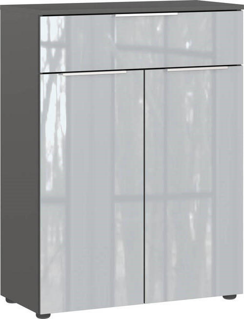 MIDISCHRANK 71/95/34 cm - Chromfarben/Schwarz, MODERN, Glas/Holzwerkstoff (71/95/34cm) - Xora