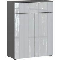 MIDISCHRANK 71/95/34 cm  - Chromfarben/Schwarz, MODERN, Glas/Holzwerkstoff (71/95/34cm) - Xora