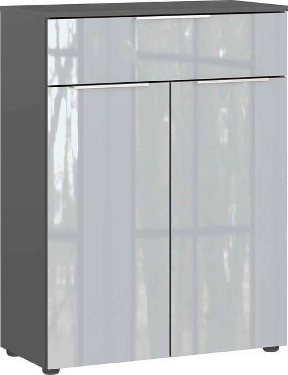MIDISCHRANK 71/95/34 cm  - Chromfarben/Schwarz, MODERN, Glas/Holzwerkstoff (71/95/34cm) - Xora