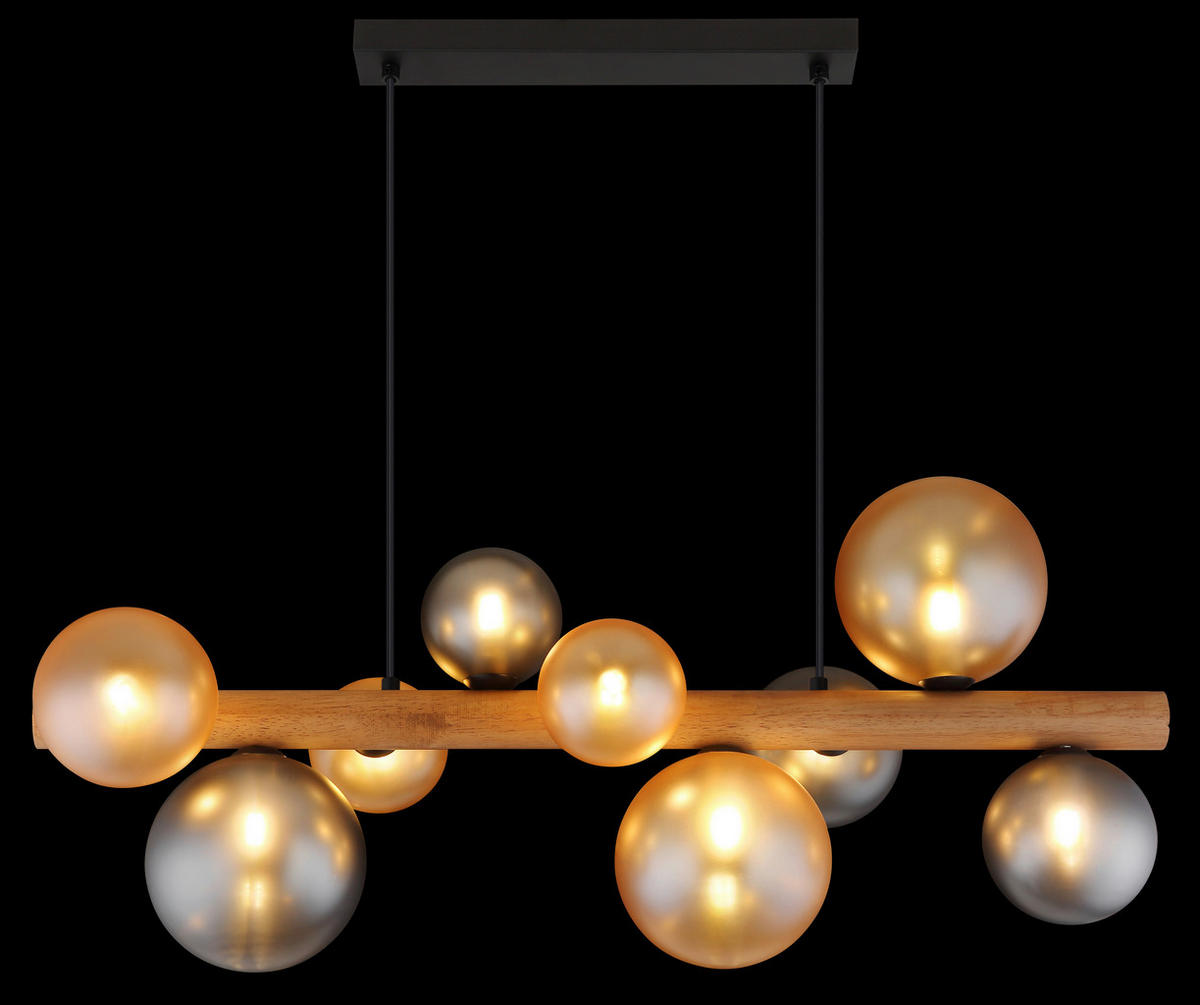 HÄNGELEUCHTE 78/29/150 cm  - Dunkelbraun/Schwarz, Basics, Glas/Holz (78/29/150cm) - Globo