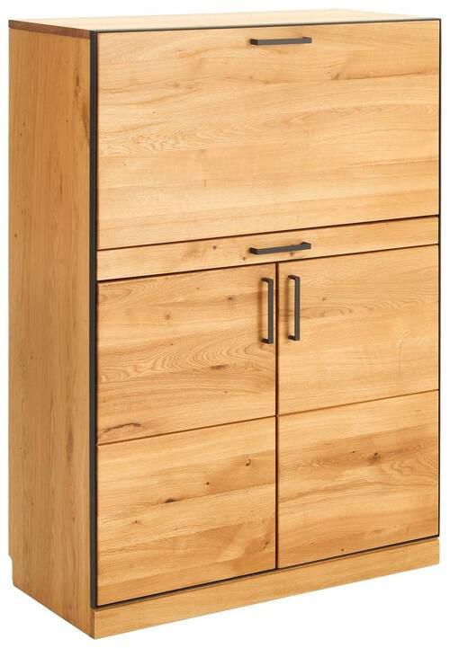 SEKRETÄR Kabeldurchlass, Stauraum - Eichefarben/Anthrazit, Natur, Holz/Metall (86/122/40cm) - Linea Natura