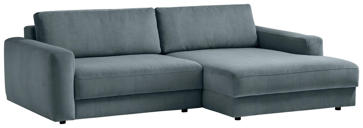 ECKSOFA BOURBON Blaugrau Cord  - Blaugrau/Schwarz, MODERN, Textil (250/176cm) - Trendmanufaktur