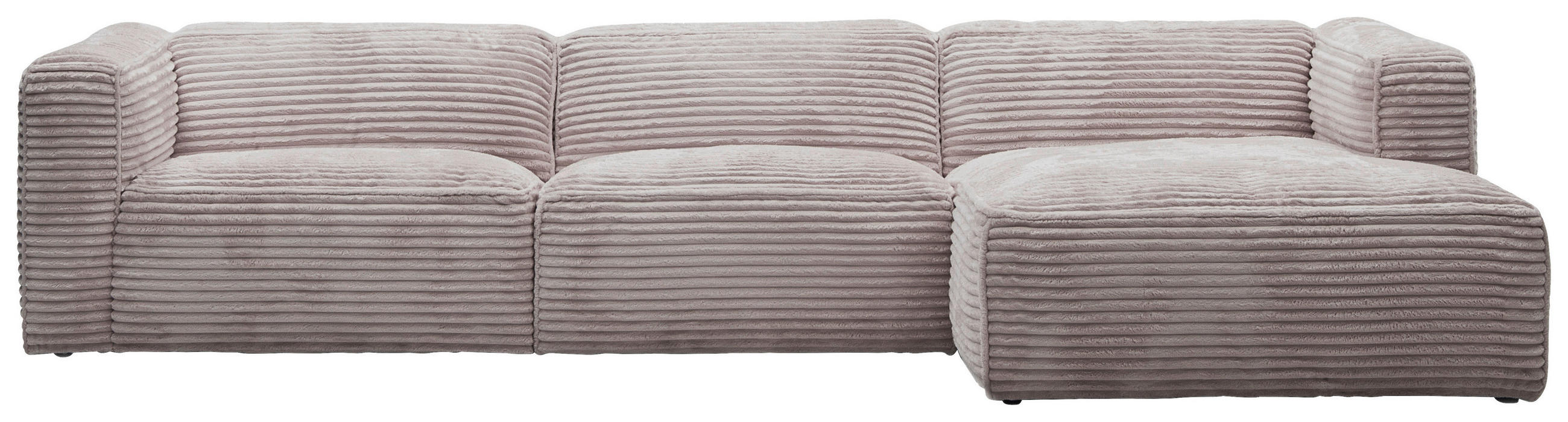 ECKSOFA Ottomane rechts, Eckteil  FEBE Taupe Cord  - Taupe/Schwarz, Design, Kunststoff/Textil (332/163cm) - Stylife