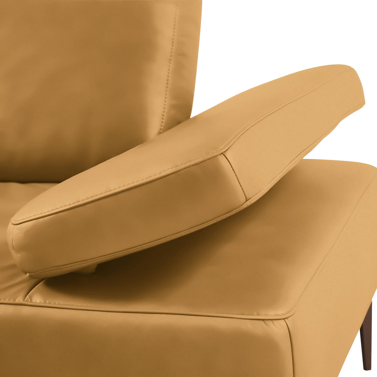 ECKSOFA in Echtleder Currygelb  - Currygelb/Bronzefarben, Design, Leder/Holz (176/314cm) - Valnatura