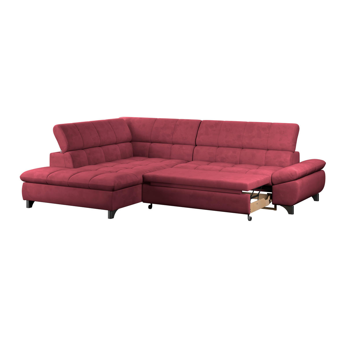 ECKSOFA Rot Chenille  - Chromfarben/Rot, KONVENTIONELL, Textil/Metall (234/312cm) - Livetastic