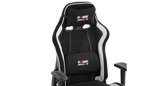 GAMINGSTUHL in Lederlook, Mikrofaser Schwarz, Weiß - Schwarz/Weiß, Design, Kunststoff/Textil (72/128-138/72cm) - Xora