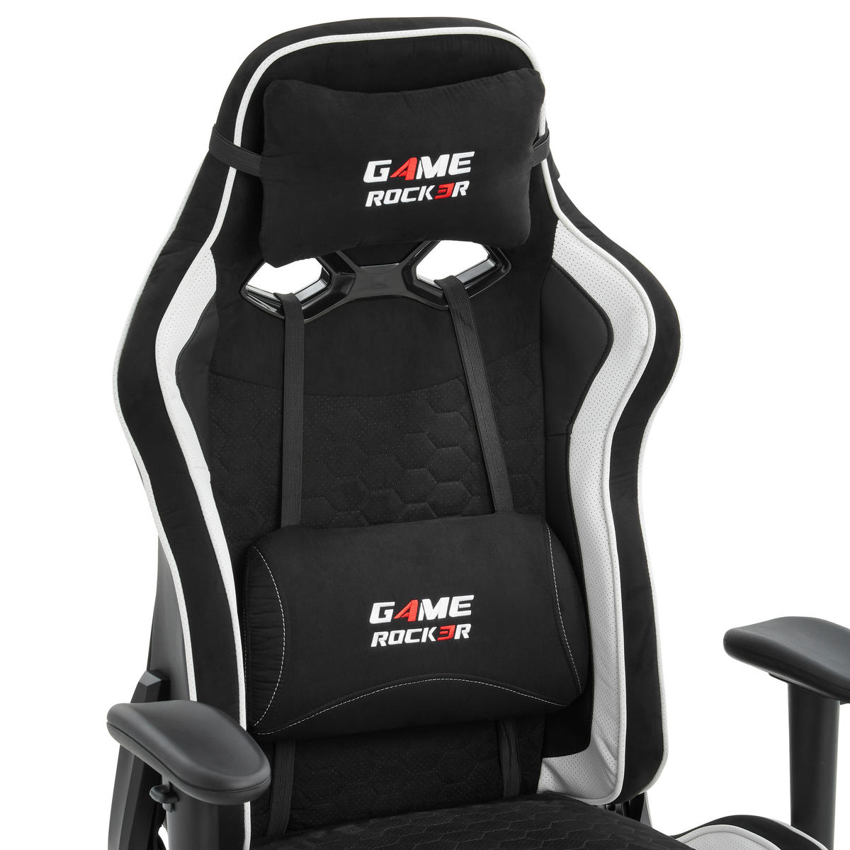 GAMER SZÉK  bőrhatású textil, mikroszál fekete, fehér  - fekete/fehér, Design, műanyag/textil (72/128-138/72cm) - Xora