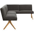ECKBANK 218/172 cm Webstoff Dunkelgrau Eiche vollmassiv   - Eichefarben/Dunkelgrau, KONVENTIONELL, Holz/Textil (218/172cm) - Linea Natura