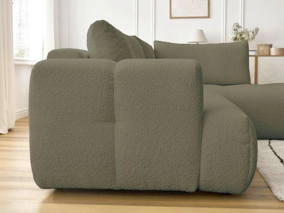 ECKSCHLAFSOFA EVEREST Bouclé Grün  inkl. Rückenkissen, Schlaffunktion  - Schwarz/Grün, MODERN, Kunststoff/Textil (282/204cm)