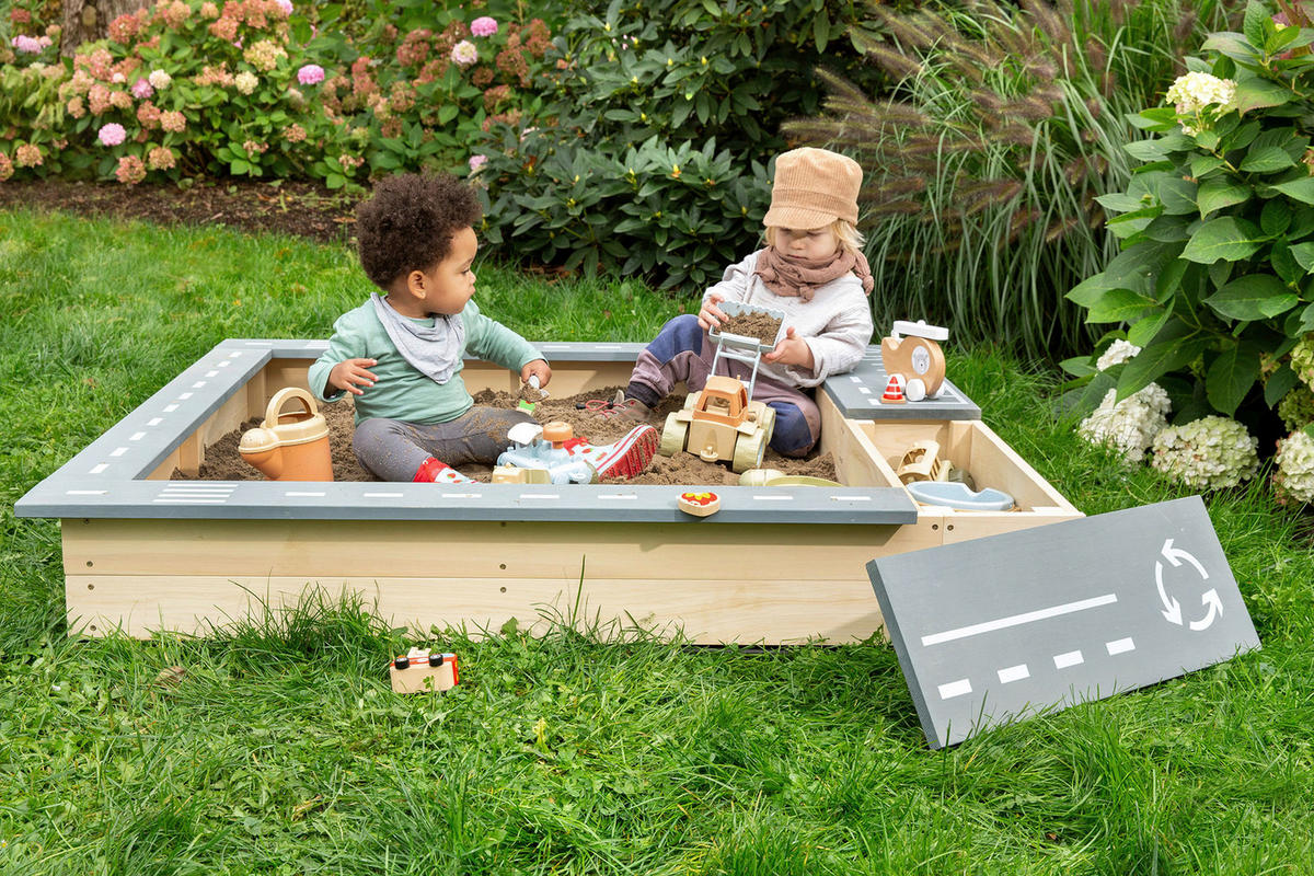 SANDKASTEN 135/125/20 cm  - Naturfarben/Grau, Basics, Holz (135/125/20cm) - MUDDY BUDDY