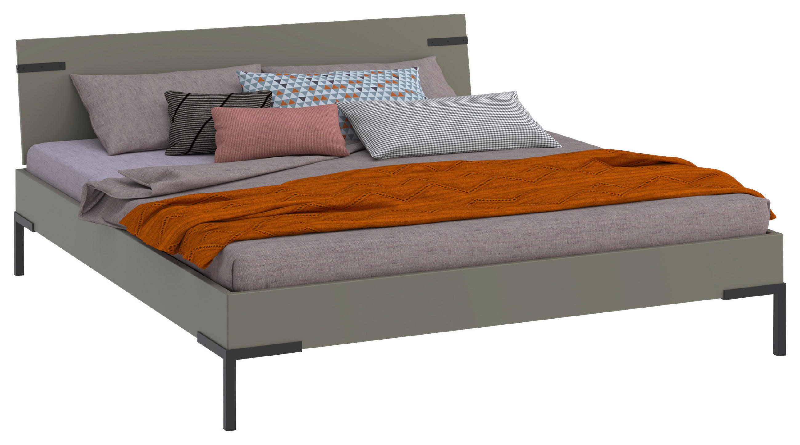 BETT 180/200 cm  in Grau, Grün  - Schwarz/Grau, Design, Holzwerkstoff/Metall (180/200cm) - Xora