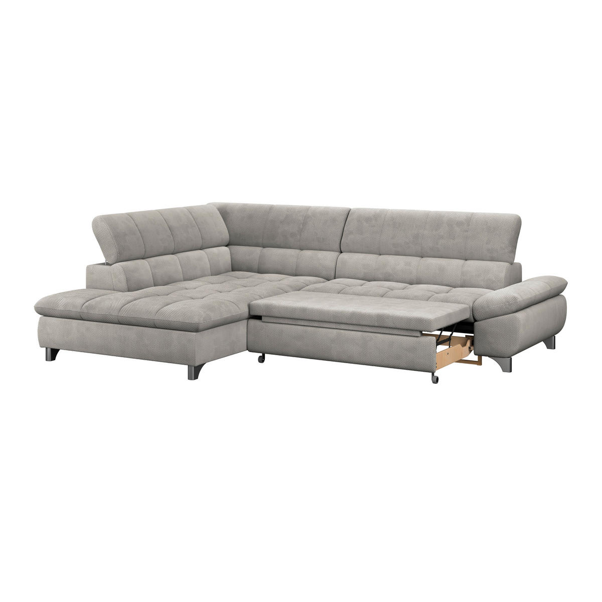 ECKSOFA Beige Chenille  - Chromfarben/Beige, KONVENTIONELL, Textil/Metall (234/312cm) - Livetastic