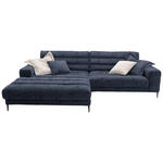 ECKSOFA in Flachgewebe Dunkelblau  - Schwarz/Dunkelblau, Design, Textil/Metall (207/296cm) - Dieter Knoll