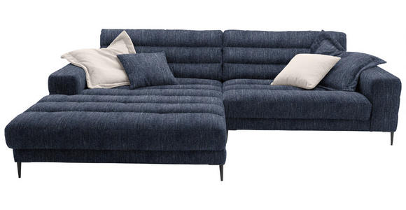 ECKSOFA in Flachgewebe Dunkelblau 207/296 cm - Schwarz/Dunkelblau, Design, Textil/Metall (207/296cm) - Dieter Knoll