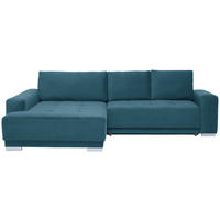 ECKSOFA  Samt Blau  - Blau/Silberfarben, Design, Holz/Textil (195/293cm) - Cantus