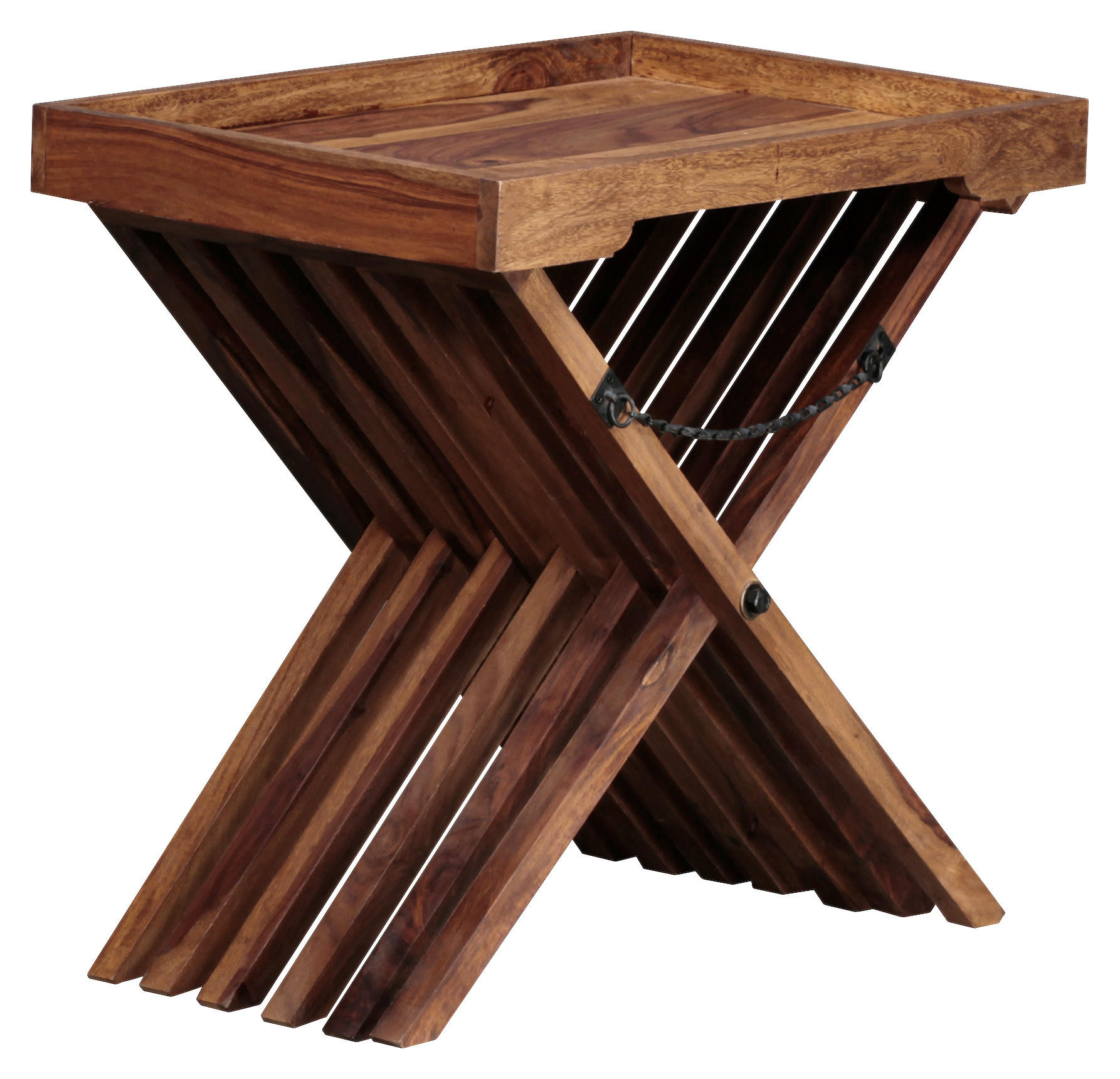 Masă Auxiliară din lemn, 60/40/57 cm - culoare lemn sheesham, Design, lemn (60/40/57cm) - MID.YOU
