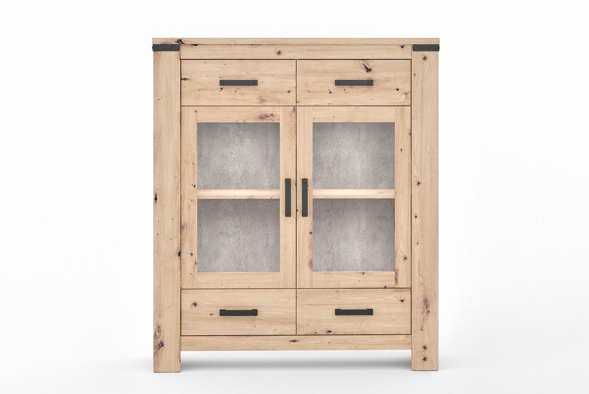 FÉLMAGAS SZEKRÉNY 125/146/40 cm  - Artisan tölgy/antracit, Basics, műanyag/faalapú anyag (125/146/40cm) - Hom`in