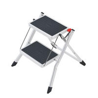 KLAPPTRITTLEITER - Schwarz/Weiß, Basics, Kunststoff/Metall (49/45/49cm) - Hailo