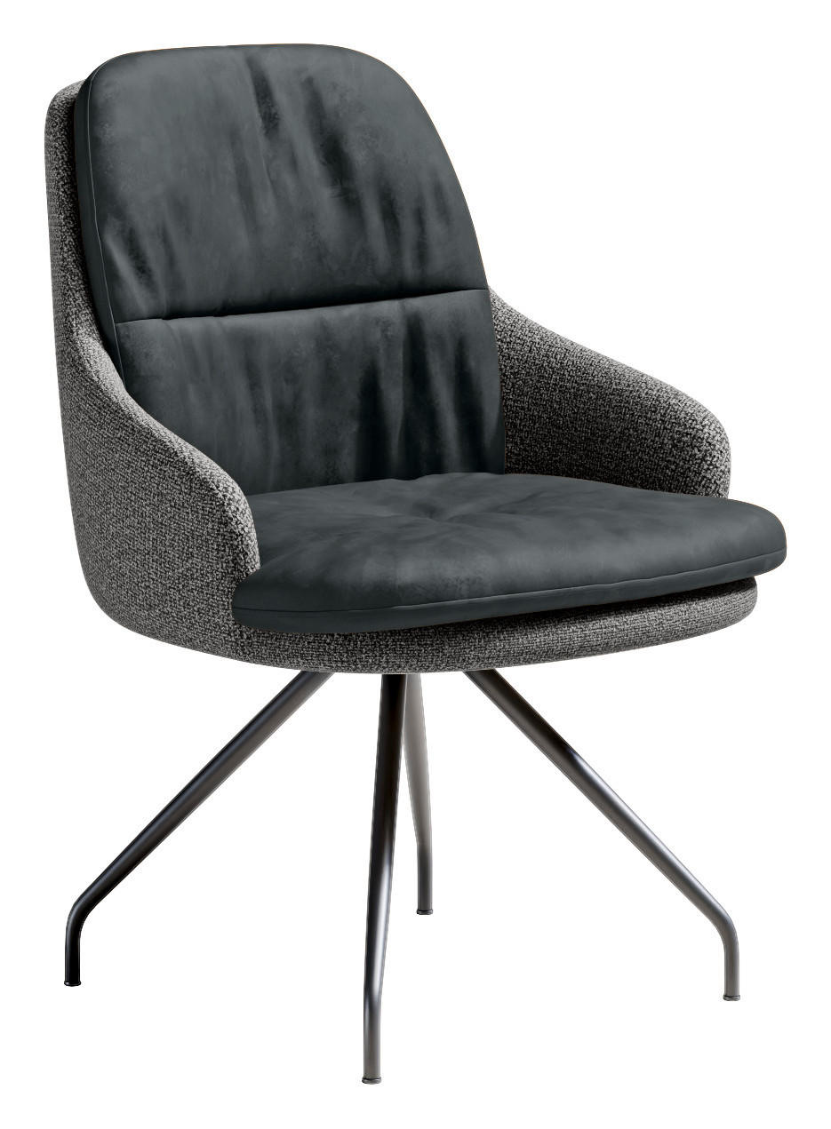 ARMLEHNSTUHL  Beinauswahl, Sitzfläche 360° drehbar, Stoff-/Lederauswahl Velours  Anthrazit, Grau  - Anthrazit/Schwarz, Design, Textil/Metall (60/86/66cm) - Dieter Knoll