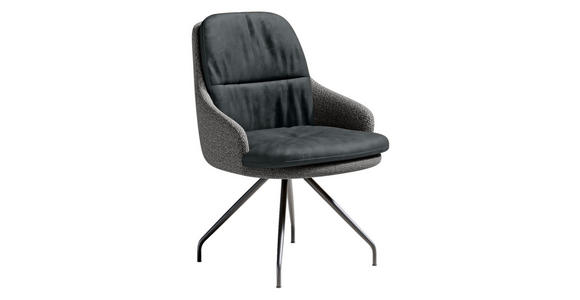 ARMLEHNSTUHL  Beinauswahl, Sitzfläche 360° drehbar, Stoff-/Lederauswahl Velours  Anthrazit, Grau  - Anthrazit/Schwarz, Design, Textil/Metall (60/86/66cm) - Dieter Knoll