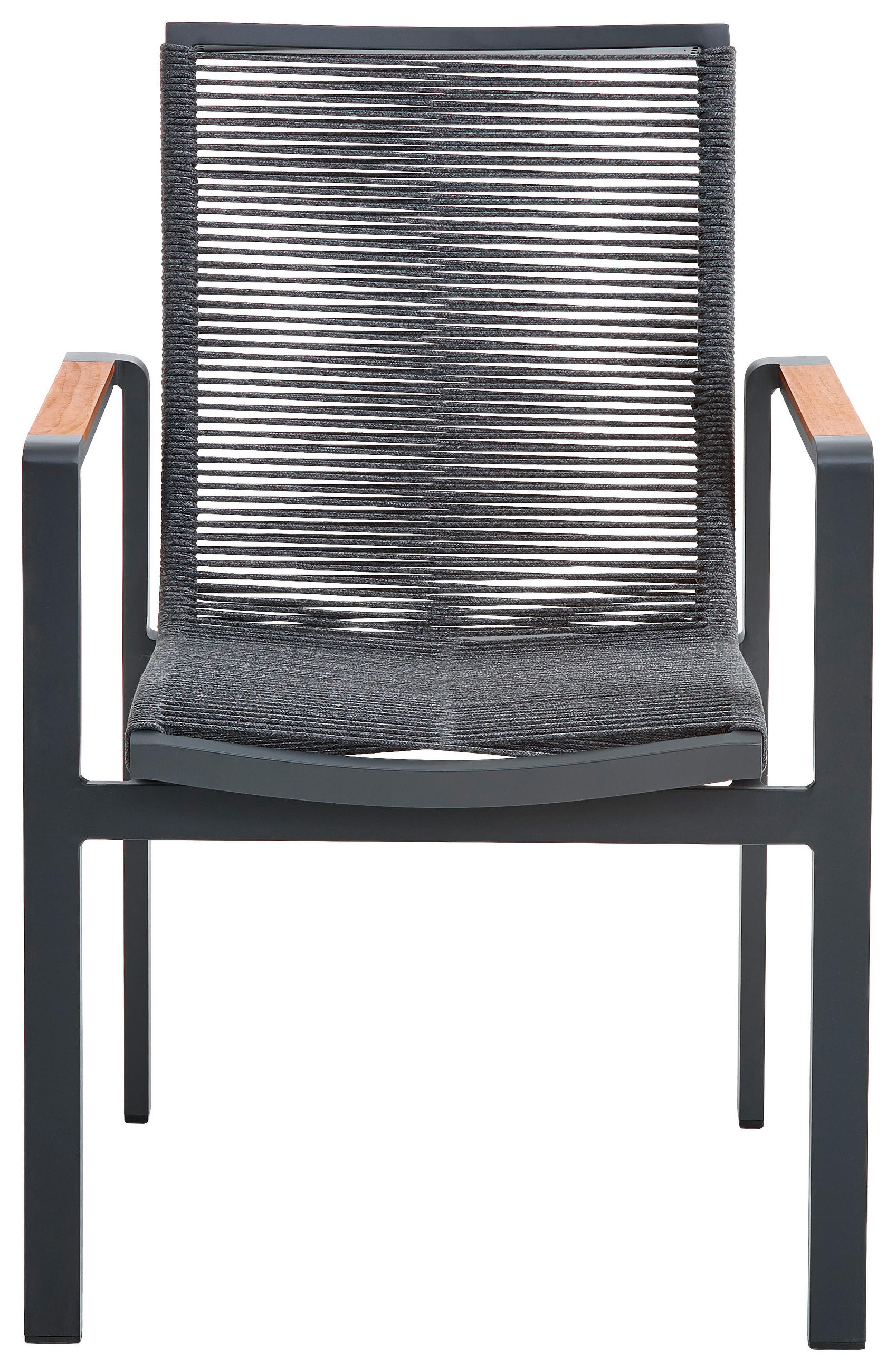 STAPELSESSEL Teakholz Aluminium Anthrazit, Teakfarben  - Anthrazit/Teakfarben, Design, Holz/Kunststoff (65/88,5/60cm) - Amatio