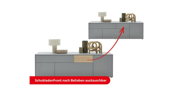 LOWBOARD  in 184/57/41 cm  - Eichefarben/Schwarz, Design, Holzwerkstoff/Kunststoff (184/57/41cm) - Voleo