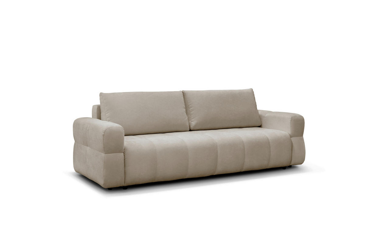 SCHLAFSOFA LOTTA  mit Chenille Beige  - Beige/Schwarz, Design, Textil (248/90/105cm) - MID.YOU
