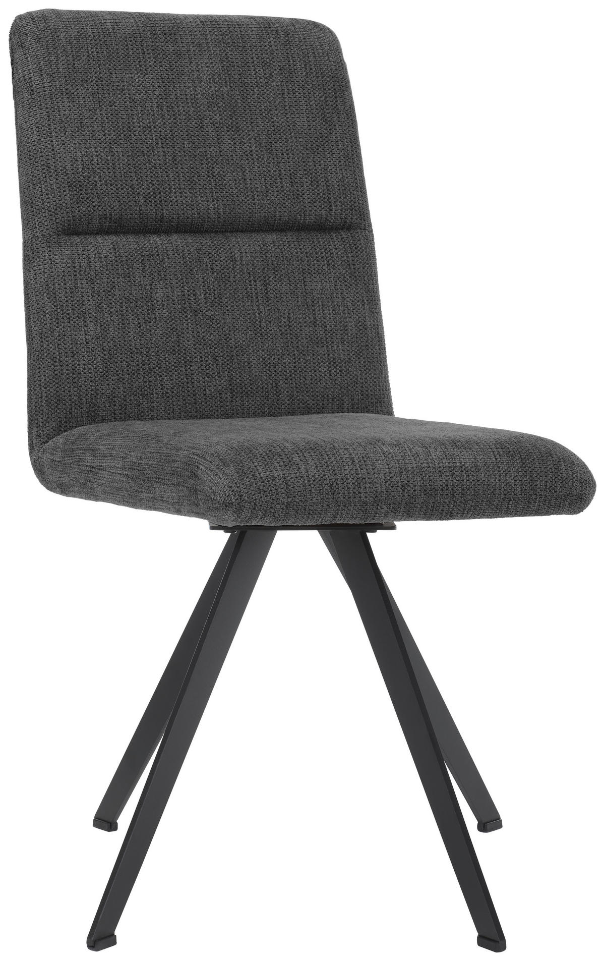 STUHL Webstoff Schwarz, Dunkelgrau  - Dunkelgrau/Schwarz, Design, Textil/Metall (45/91/61cm) - Novel
