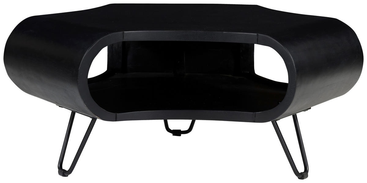 COUCHTISCH Akazie vollmassiv 95/95/39 cm dreieckig Schwarz  - Schwarz, Design, Holz/Metall (95/95/39cm) - Livetastic