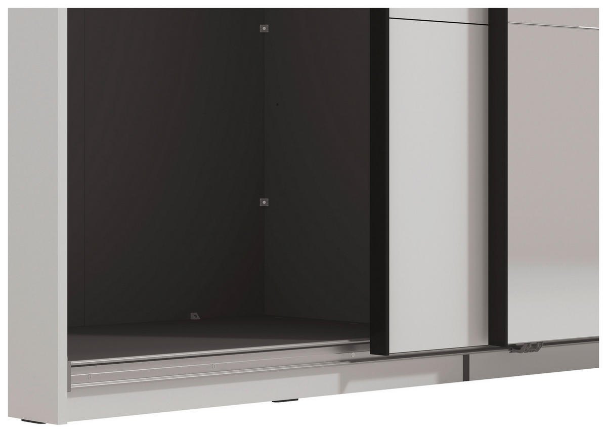 SKRIŇA S POS. DVER. – HOR.VED, biela, 270/217,5/61 cm - čierna/biela, Basics, kov/kompozitné drevo (270/217,5/61cm) - Xora