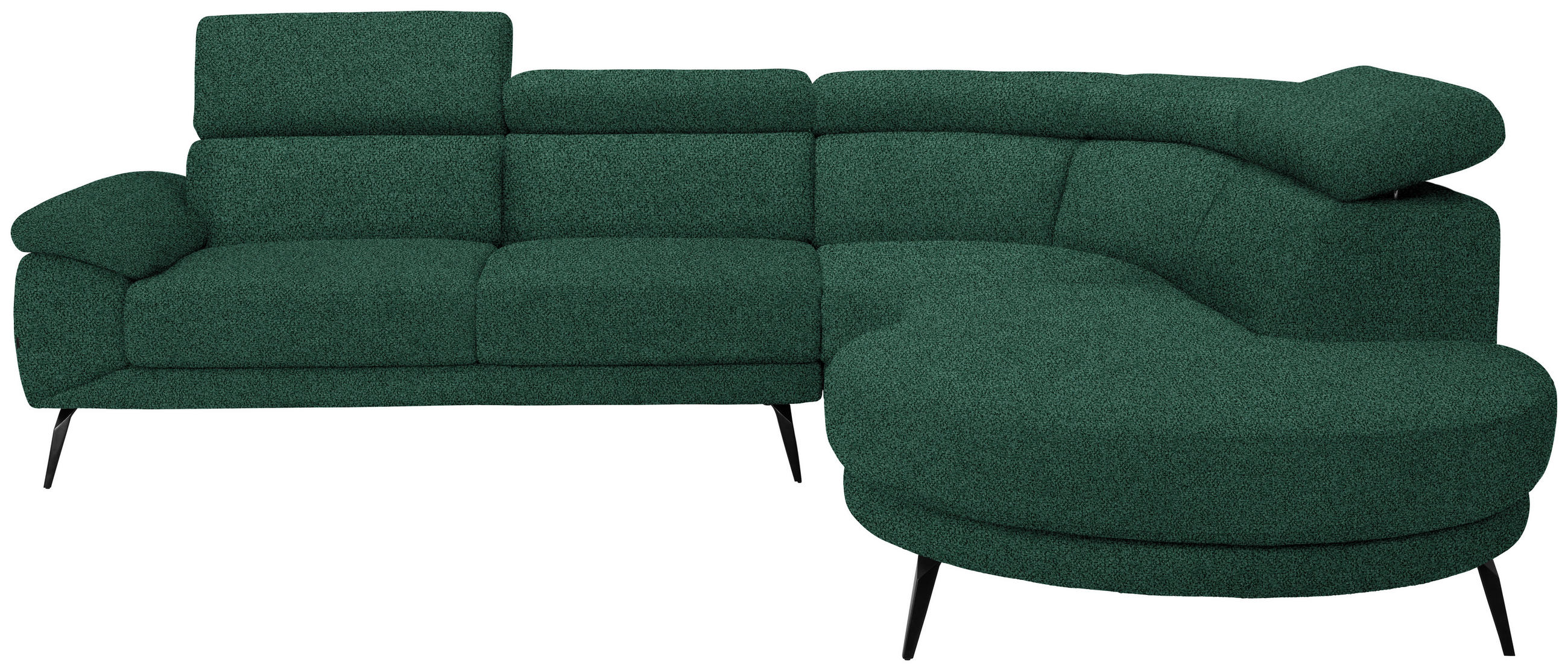 ECKSOFA in Velours Grün  299/264 cm  - Schwarz/Grün, Design, Textil/Metall (299/264cm) - Novel