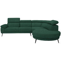 ECKSOFA in Velours Grün  299/264 cm  - Schwarz/Grün, Design, Textil/Metall (299/264cm) - Novel