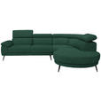 ECKSOFA Grün Velours  - Schwarz/Grün, Design, Textil/Metall (299/264cm) - Novel
