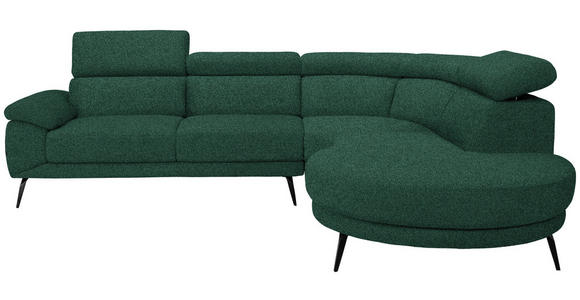 ECKSOFA Grün Velours  - Schwarz/Grün, Design, Textil/Metall (299/264cm) - Novel
