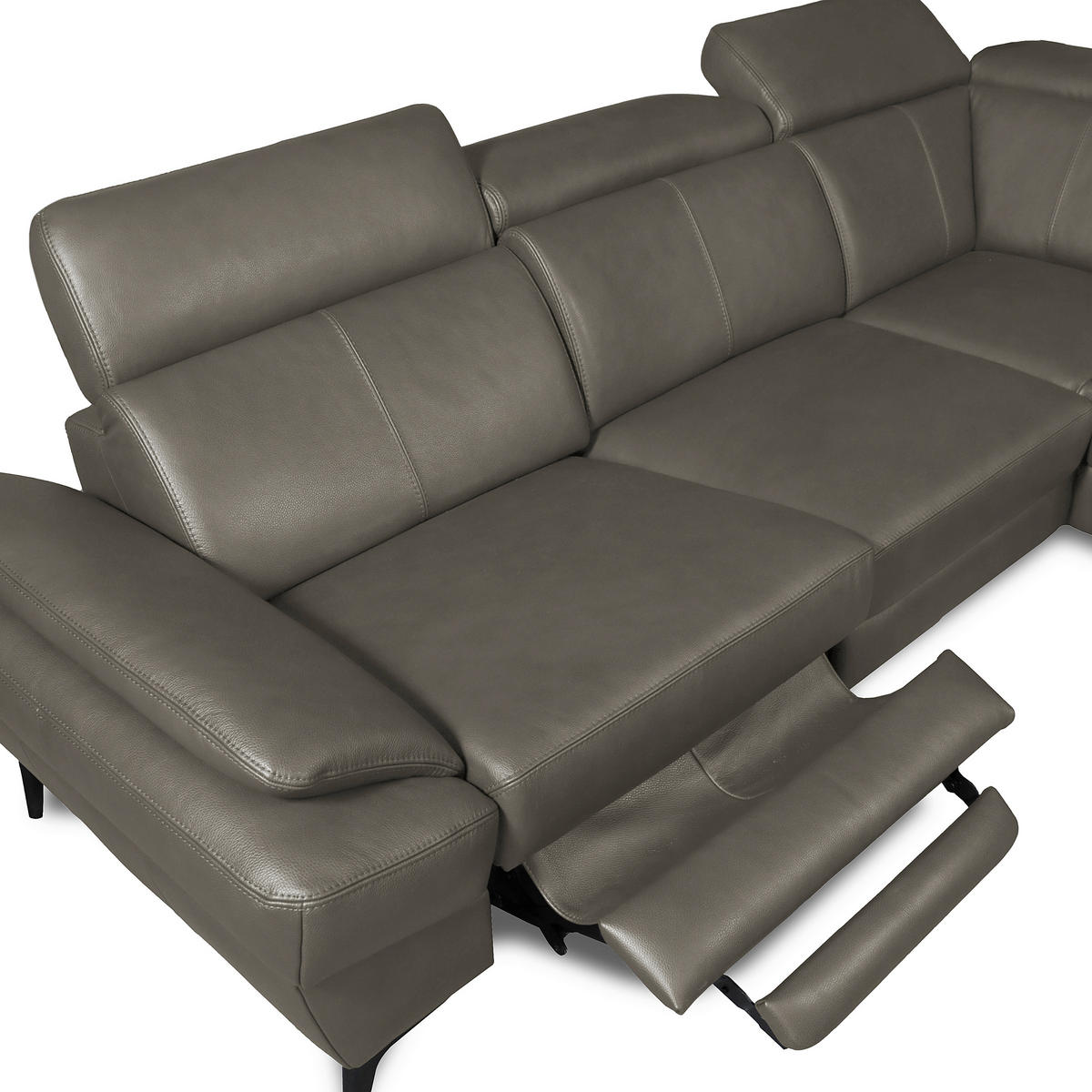 ECKSOFA Lederlook Echtleder Schlammfarben  - Schlammfarben/Schwarz, Design, Leder/Textil (264/211cm) - Livetastic