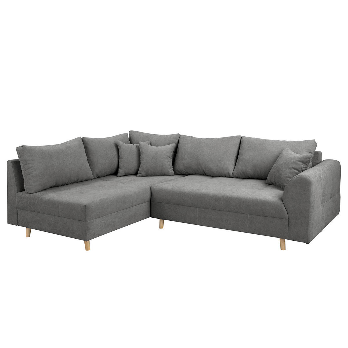 ECKSOFA inkl. Hocker Ariella Dunkelgrau Mikrofaser  - Dunkelgrau/Naturfarben, Design, Holz/Textil (161/231cm) - Livetastic