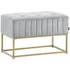 HOCKERBANK in Metall, Textil Grau, Goldfarben  - Goldfarben/Grau, LIFESTYLE, Textil/Metall (72/41/46cm) - Xora