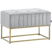 HOCKERBANK in Metall, Textil Grau, Goldfarben  - Goldfarben/Grau, LIFESTYLE, Textil/Metall (72/41/46cm) - Xora