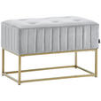 HOCKERBANK 72/41/46 cm Samt Grau, Goldfarben  - Goldfarben/Grau, LIFESTYLE, Textil/Metall (72/41/46cm) - Xora