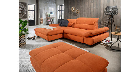 ECKSOFA in Mikrofaser Orange  198/290 cm  - Schwarz/Orange, Design, Textil/Metall (198/290cm) - Xora